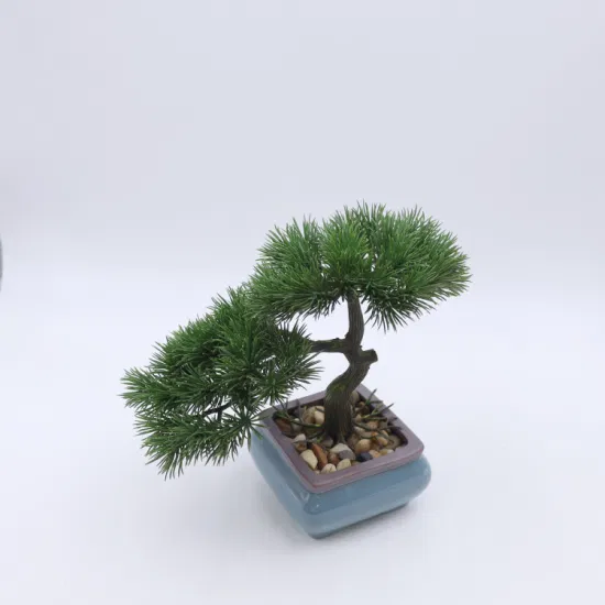 Simulation de plante verte au toucher réel, Mini bonsaï artificiel, décoration d'intérieur avec Pot